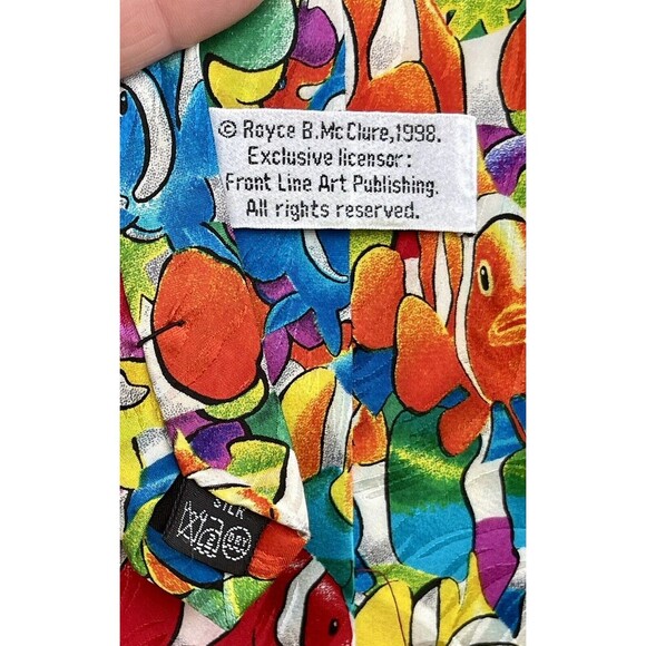 Men’s Set Of 3 Novelty Ties Bright Colors Butterflies Fish Chickens - Picture 8 of 16